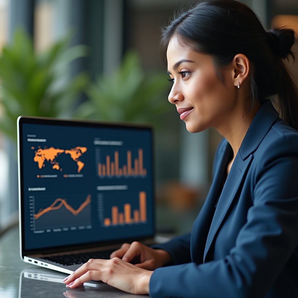 Operations analyst reviewing multi-location performance data on a laptop screen